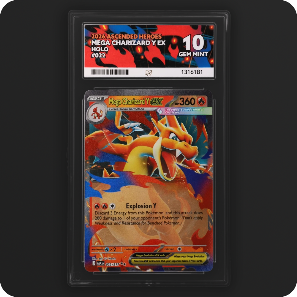 Mega Charizard Y ex 022/217 Ascended Heroes Ace Grading 10, front of the graded slab