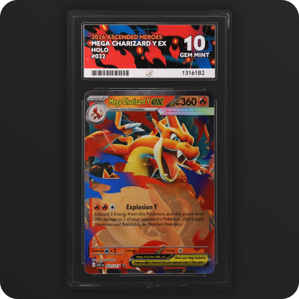 Mega Charizard Y ex 022/217 Ascended Heroes Ace Grading 10, front of the graded slab