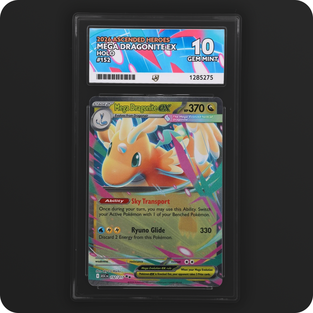 Mega Dragonite ex 152/217 Ascended Heroes Ace Grading 10, front of the graded slab
