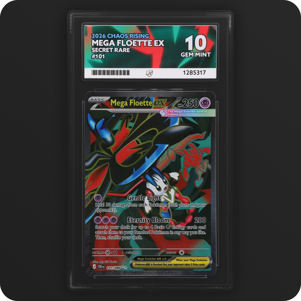 Mega Floette ex 101/086 Chaos Rising Ace Grading 10 — front of the graded slab
