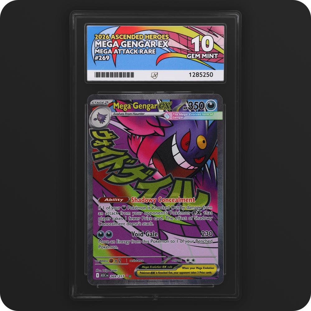Mega Gengar ex 269/217 Ascended Heroes Ace Grading 10, front of the graded slab