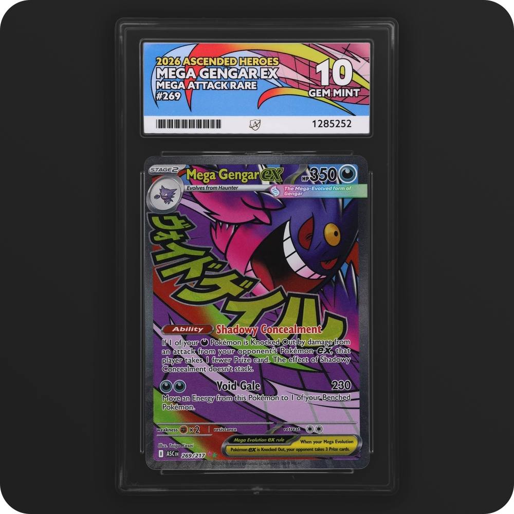 Mega Gengar ex 269/217 Ascended Heroes Ace Grading 10, front of the graded slab