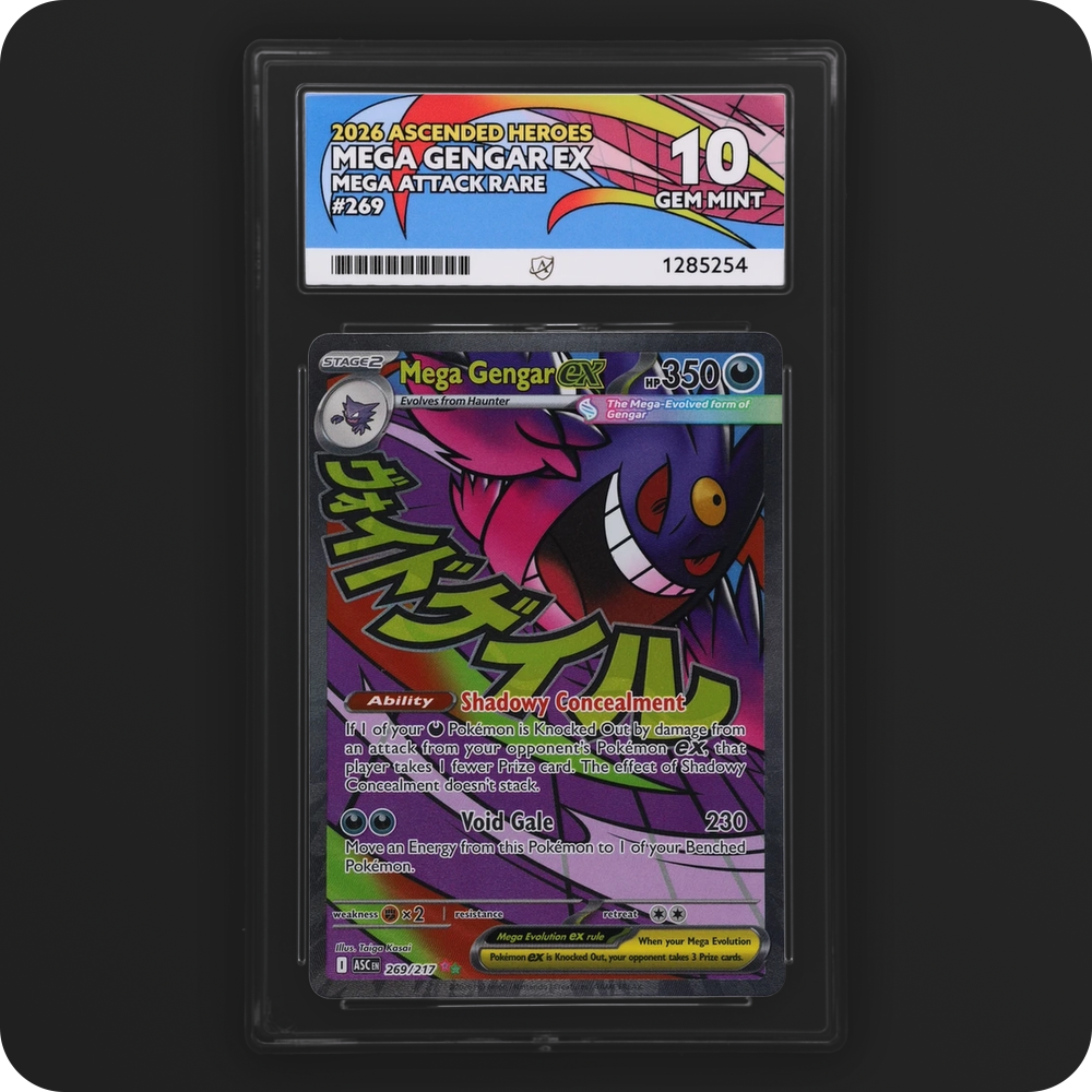 Mega Gengar ex 269/217 Ascended Heroes Ace Grading 10, front of the graded slab
