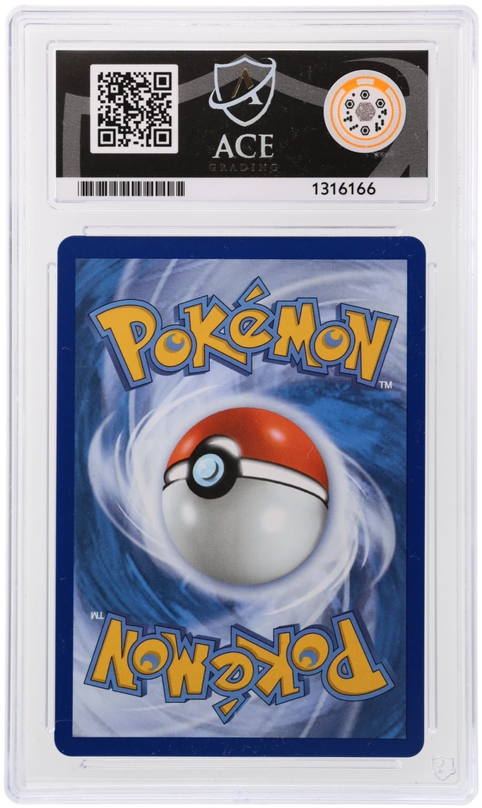 Mega Hawlucha ex 268/217 Ascended Heroes Ace Grading 10, close-up back view of the certified slab