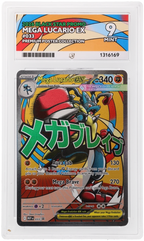Mega Lucario ex 033 Black Star Promo Ace Grading 9 — close-up front view of the certified slab