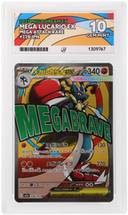 Mega Lucario ex 228/193 MEGA Dream ex Ace Grading 10, close-up front view of the certified slab