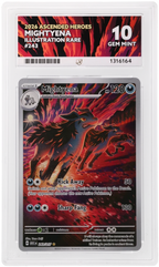 Mightyena 243/217 Ascended Heroes Ace Grading 10, close-up front view of the certified slab