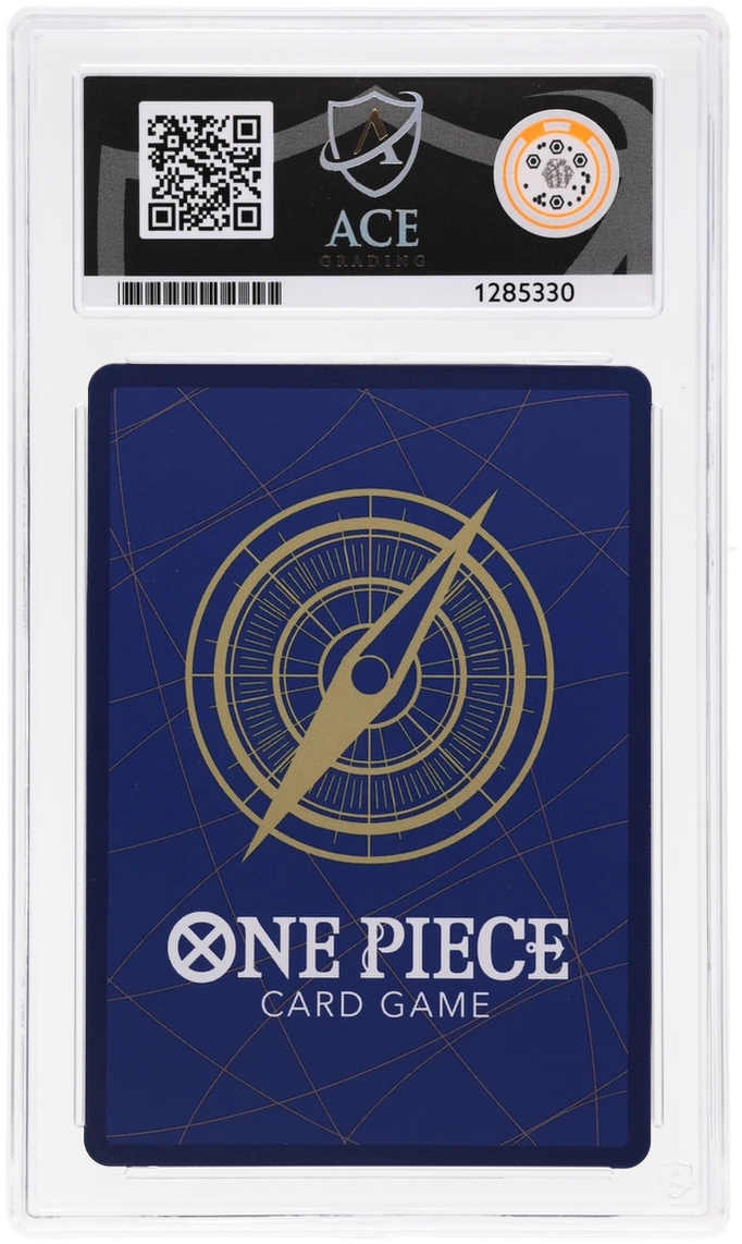 Monkey.D.Luffy OP05-119 Awakening of the New Era Ace Grading 10, close-up back view of the certified slab