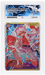 Monkey.D.Luffy OP05-119 Awakening of the New Era Ace Grading 10, close-up front view of the certified slab