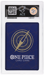 Monkey.D.Luffy OP10-118 Royal Blood Ace Grading 10 — close-up back view of the certified slab