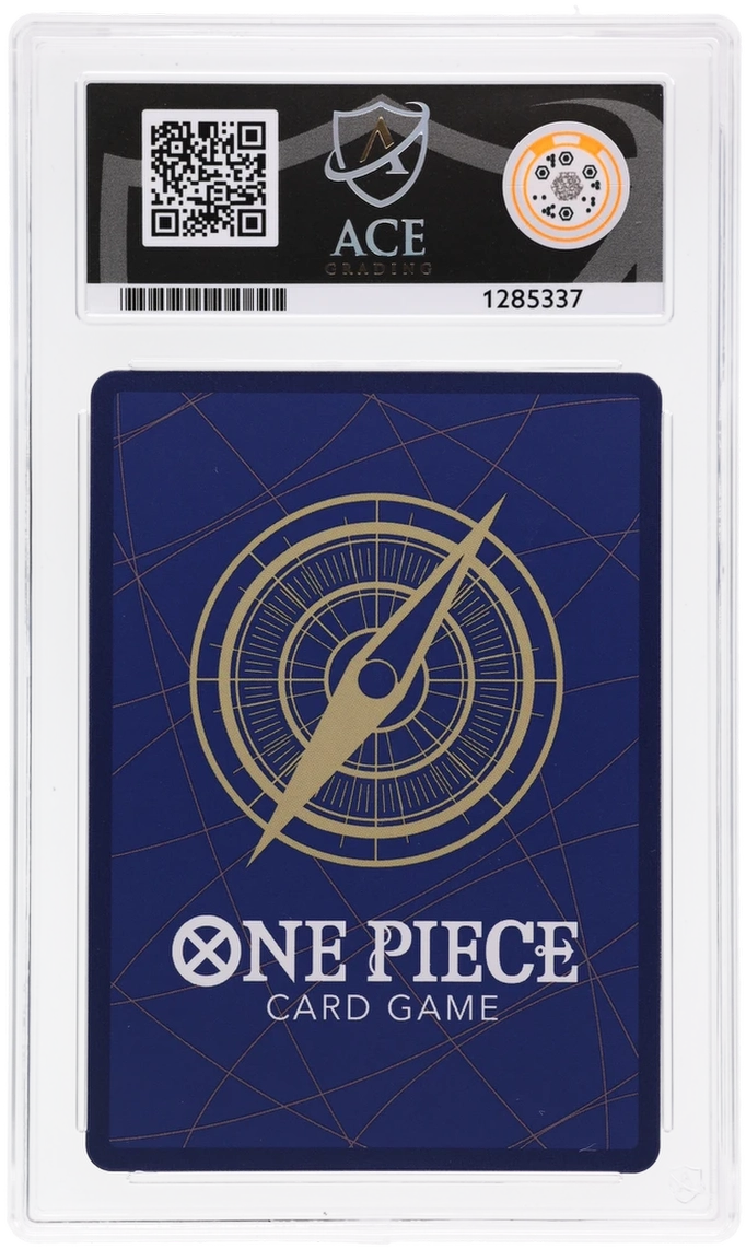 Monkey.D.Luffy OP10-118 Royal Blood Ace Grading 10 — close-up back view of the certified slab