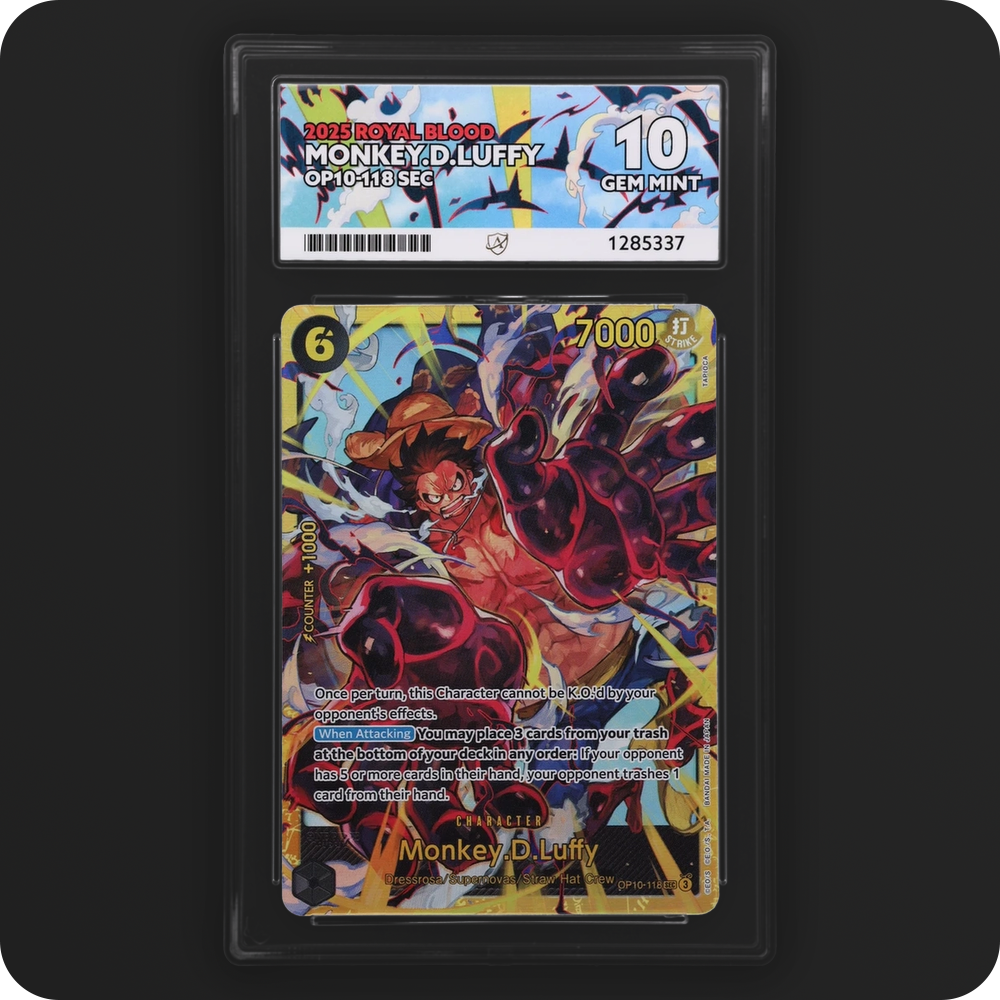 Monkey.D.Luffy OP10-118 Royal Blood Ace Grading 10 — front of the graded slab
