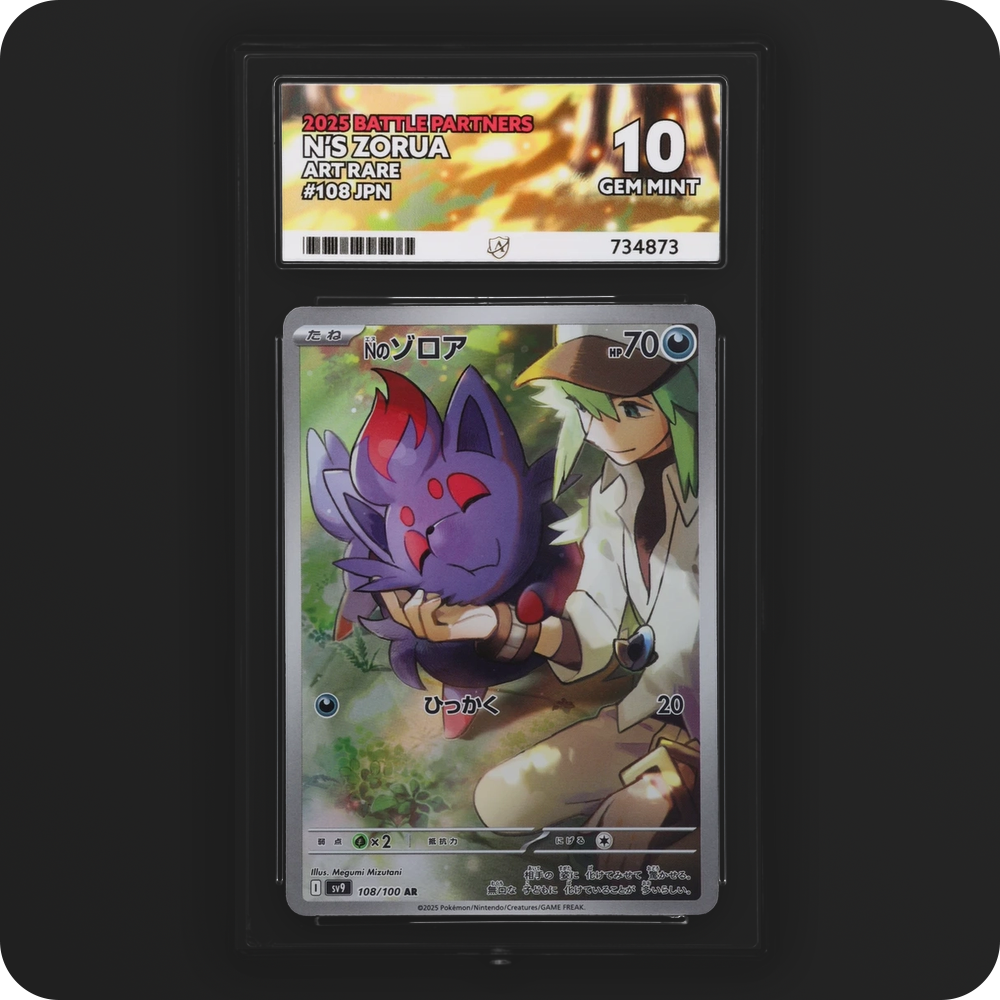 N's Zorua 108/100 Battle Partners Ace Grading 10 — front of the graded slab