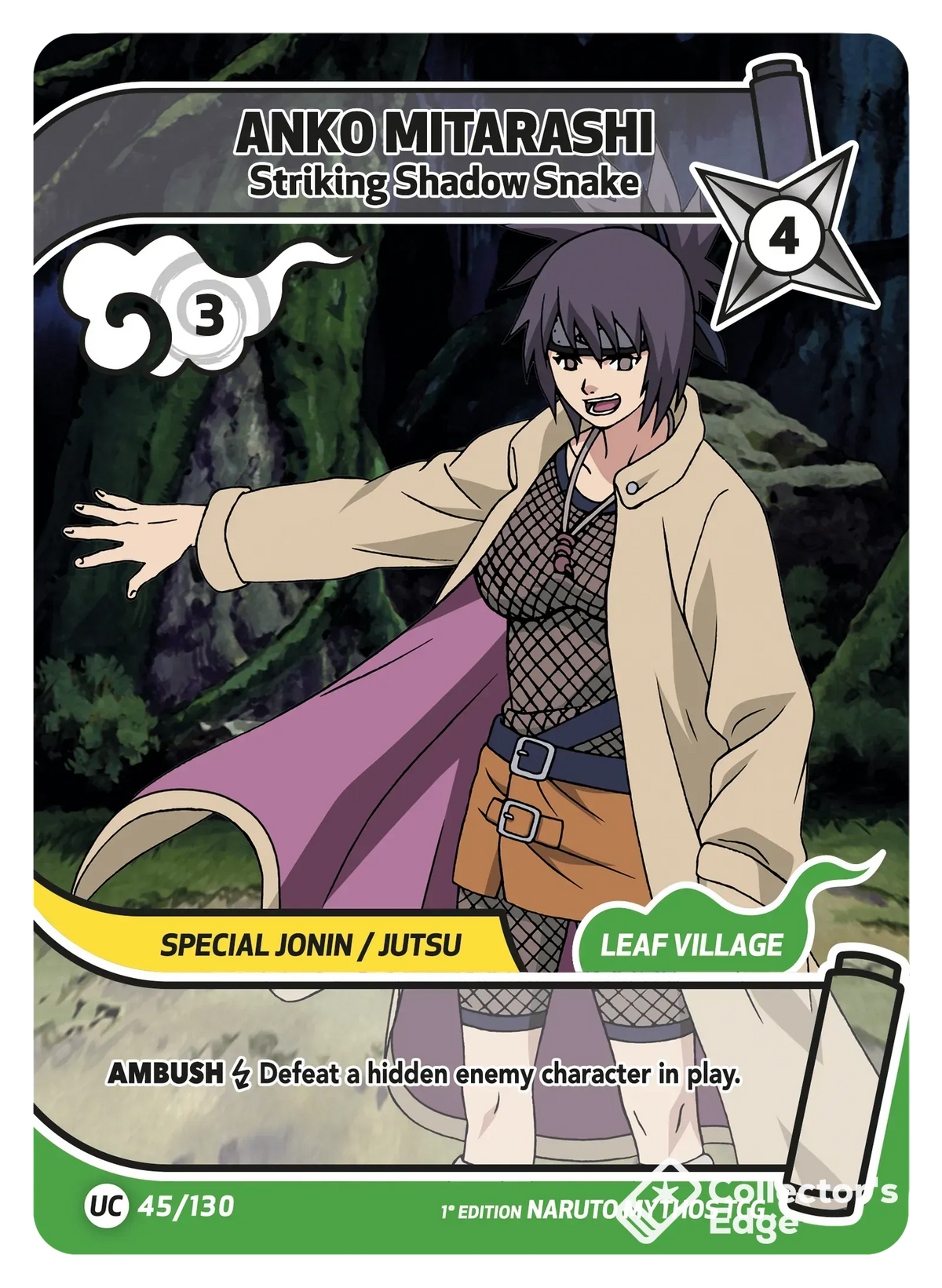 Anko Mitarashi - Striking Shadow Snake - 045/130 - Full Art 045/130 Full Art, Set 01 Naruto Mythos card