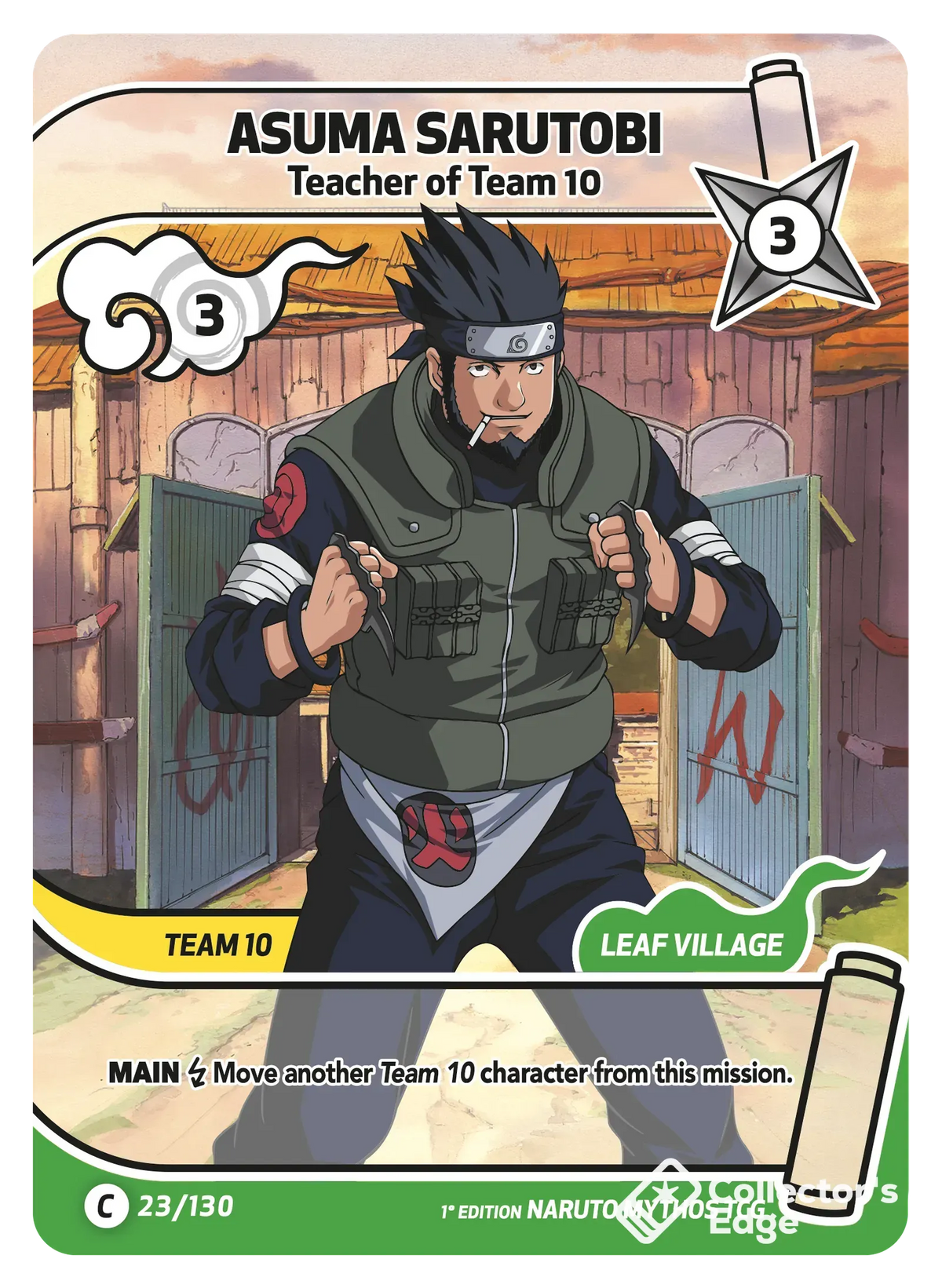 Asuma Sarutobi - Teacher of Team 10 - 023/130 - Full Art 023/130 Full Art, Set 01 Naruto Mythos card