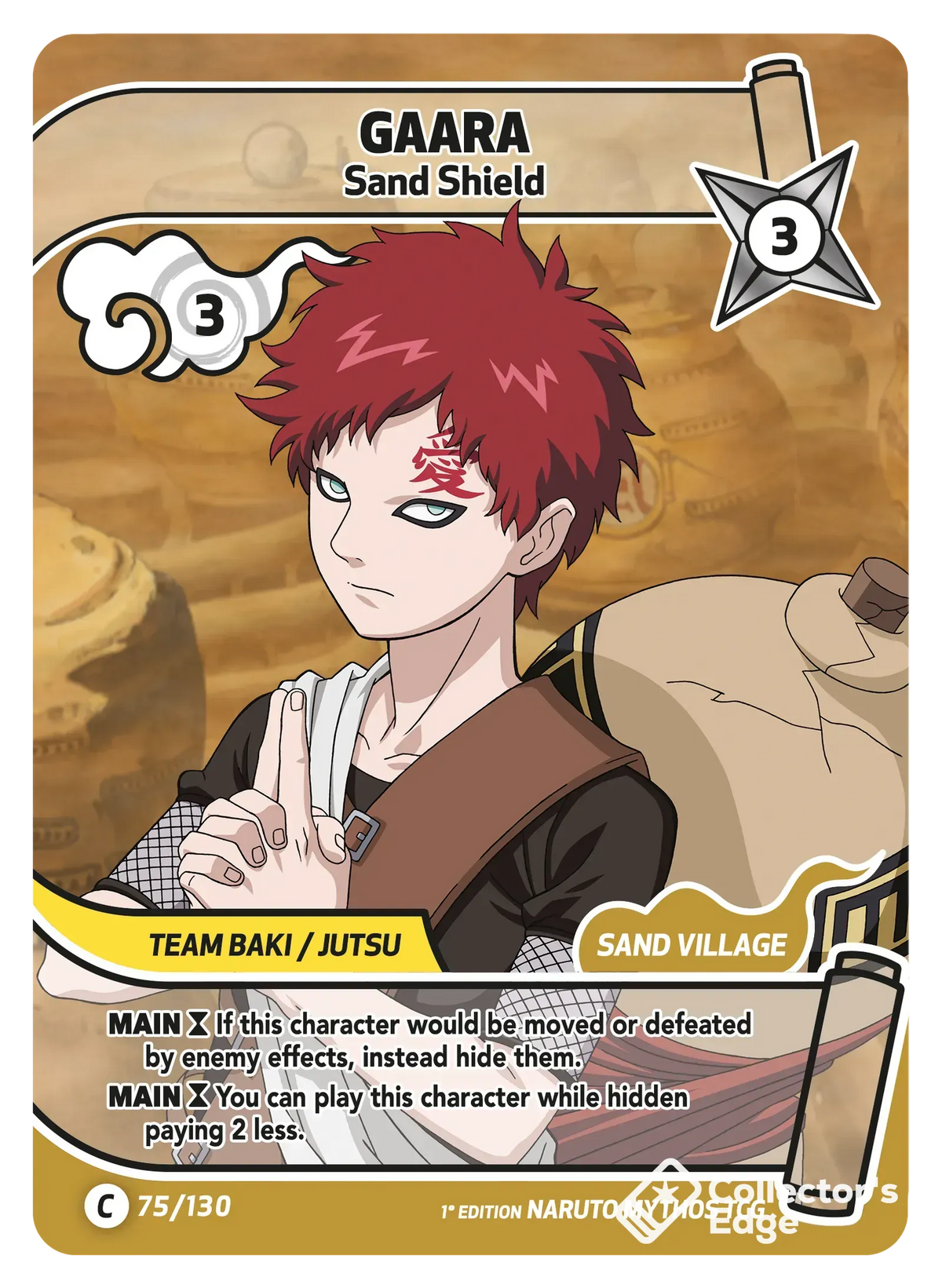 Gaara - Sand Shield - 075/130 - Full Art 075/130 Full Art, Set 01 Naruto Mythos card