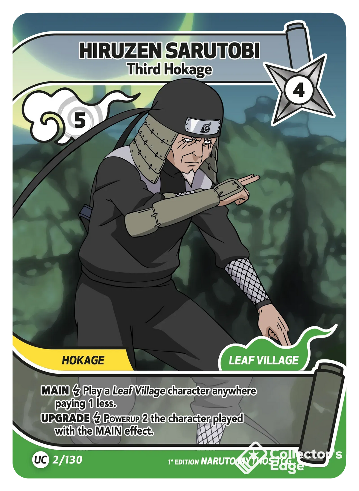 Hiruzen Sarutobi - Third Hokage - 002/130 - Full Art 002/130 Full Art, Set 01 Naruto Mythos card
