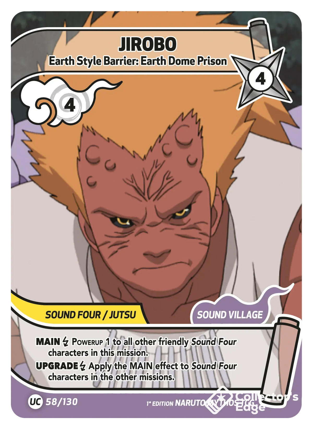 Jirobo - Earth Style Barrier: Earth Dome Prison - 058/130 - Full Art 058/130 Full Art, Set 01 Naruto Mythos card