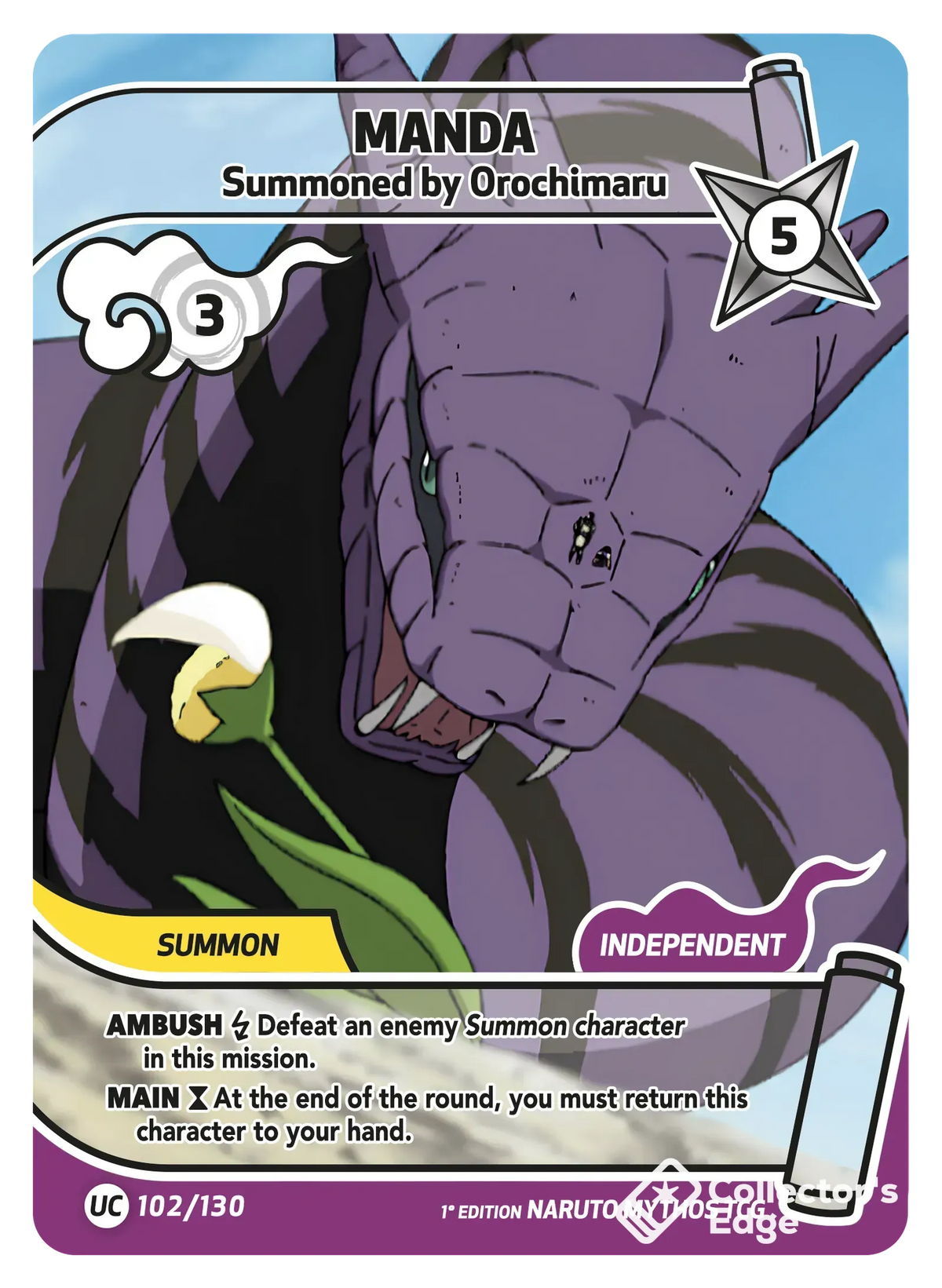 Manda - Summoned by Orochimaru - 102/130 - Full Art 102/130 Full Art, Set 01 Naruto Mythos card
