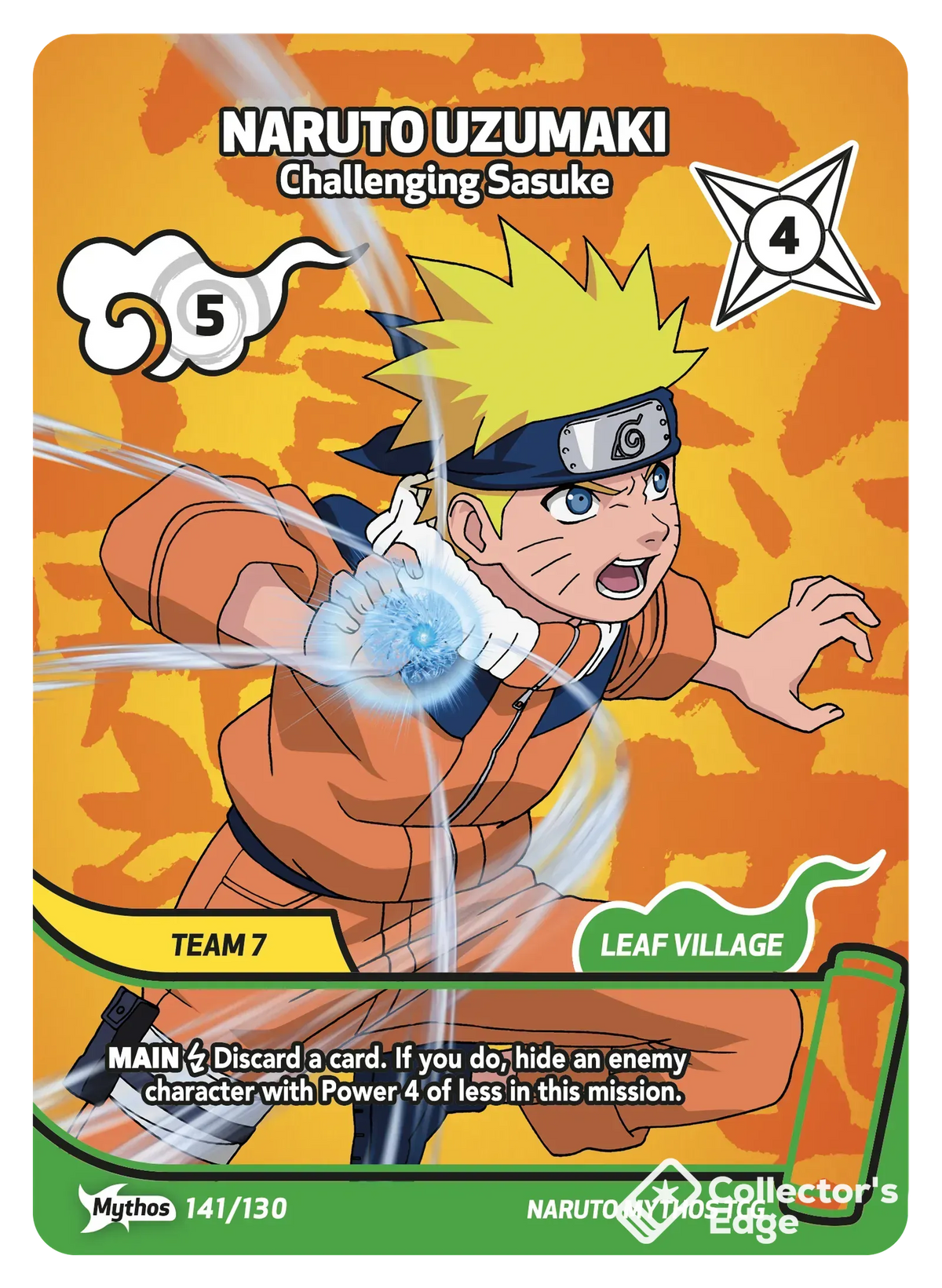 Naruto Uzumaki - Challenging Sasuke 141/130, Set 01 Naruto Mythos card