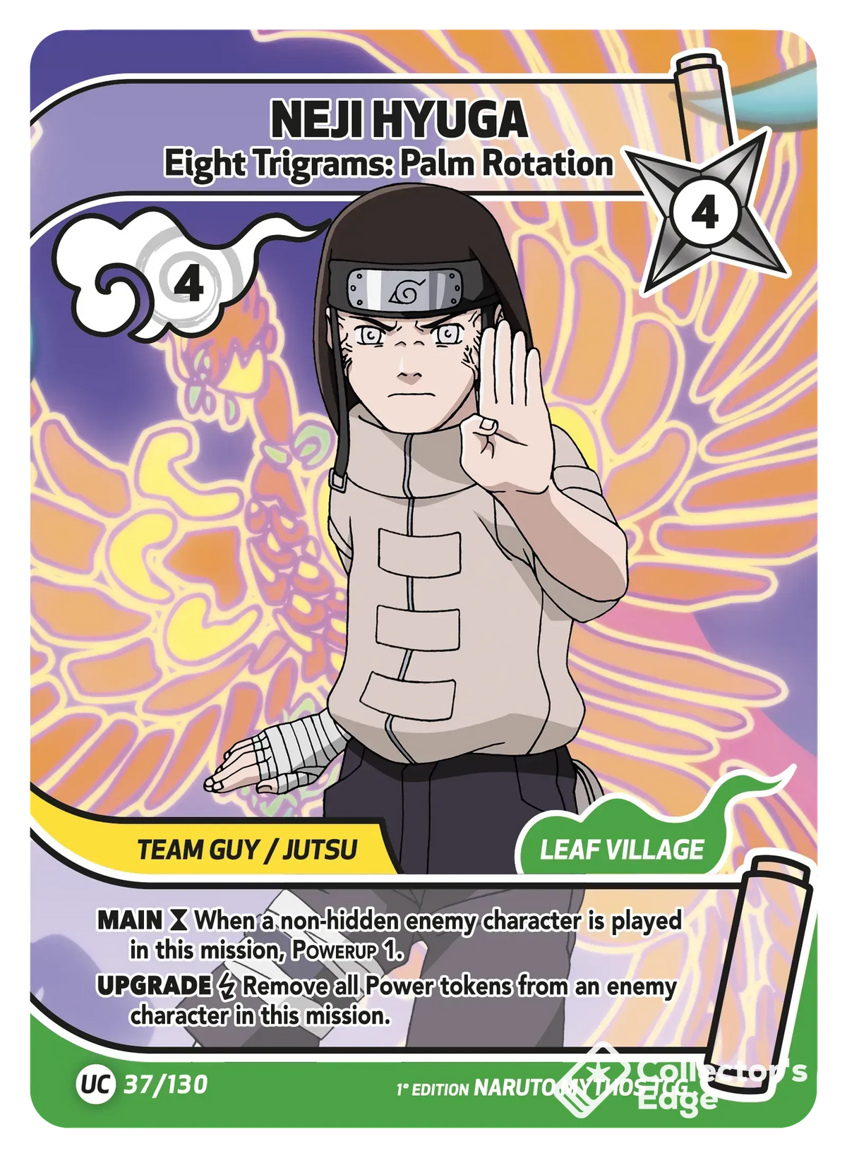 Neji Hyuga - Eight Trigrams: Palm Rotation - 037/130 - Full Art 037/130 Full Art, Set 01 Naruto Mythos card