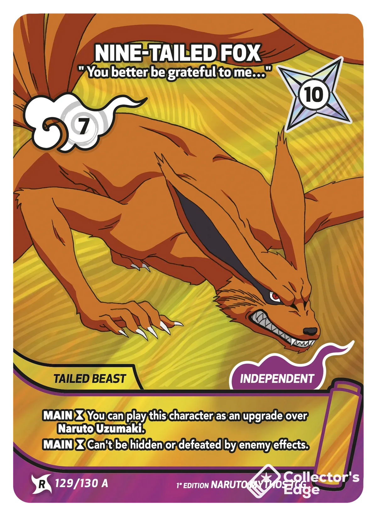 Nine-Tailed Fox - You better be grateful to me… 129/130, Set 01 Naruto Mythos card