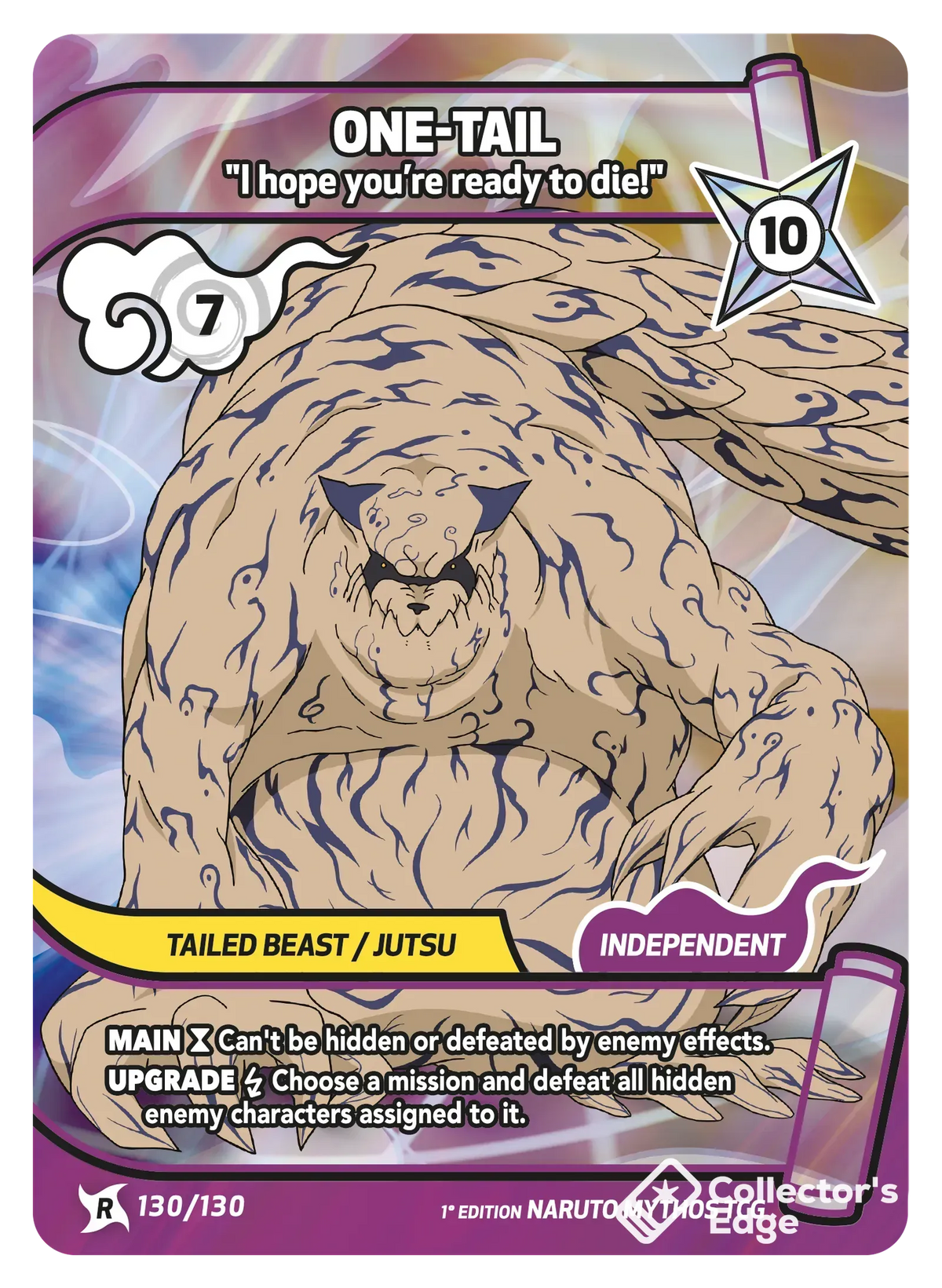 One-Tail - I hope you’re ready to die! 130/130, Set 01 Naruto Mythos card