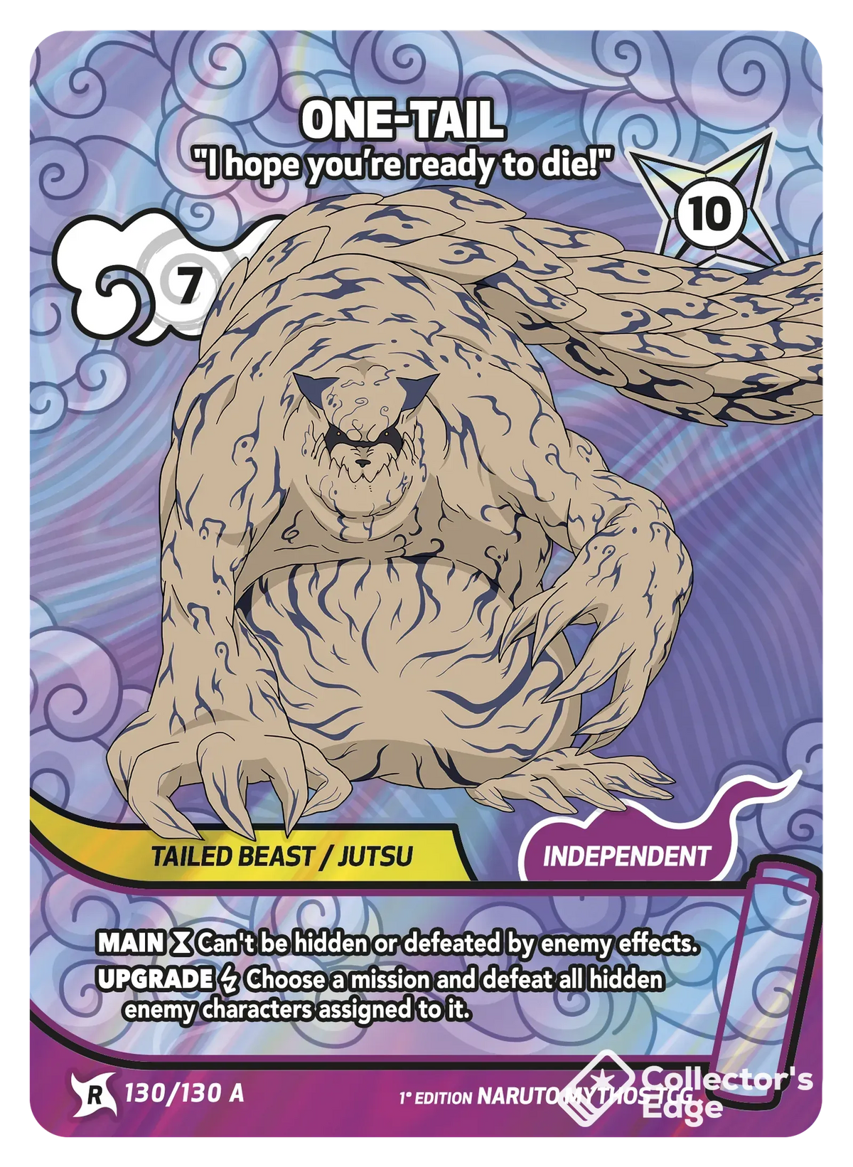 One-Tail - I hope you’re ready to die! 130/130, Set 01 Naruto Mythos card