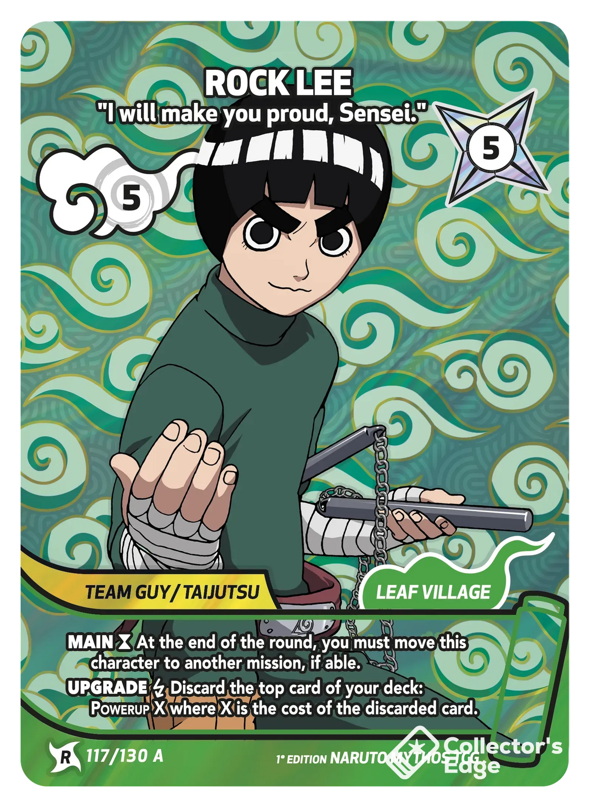 Rock Lee - I will make you proud, Sensei. 117/130, Set 01 Naruto Mythos card