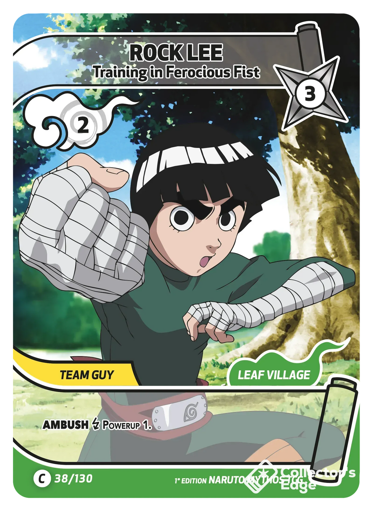 Rock Lee - Training in Ferocious Fist - 038/130 - Full Art 038/130 Full Art, Set 01 Naruto Mythos card