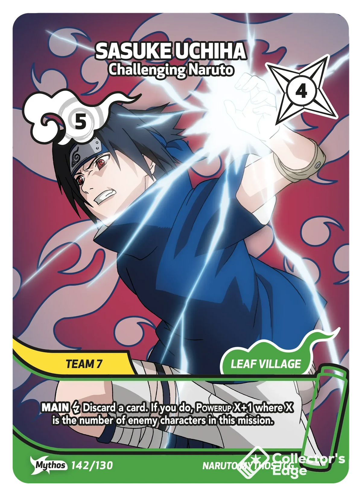 Sasuke Uchiha - Challenging Naruto 142/130, Set 01 Naruto Mythos card