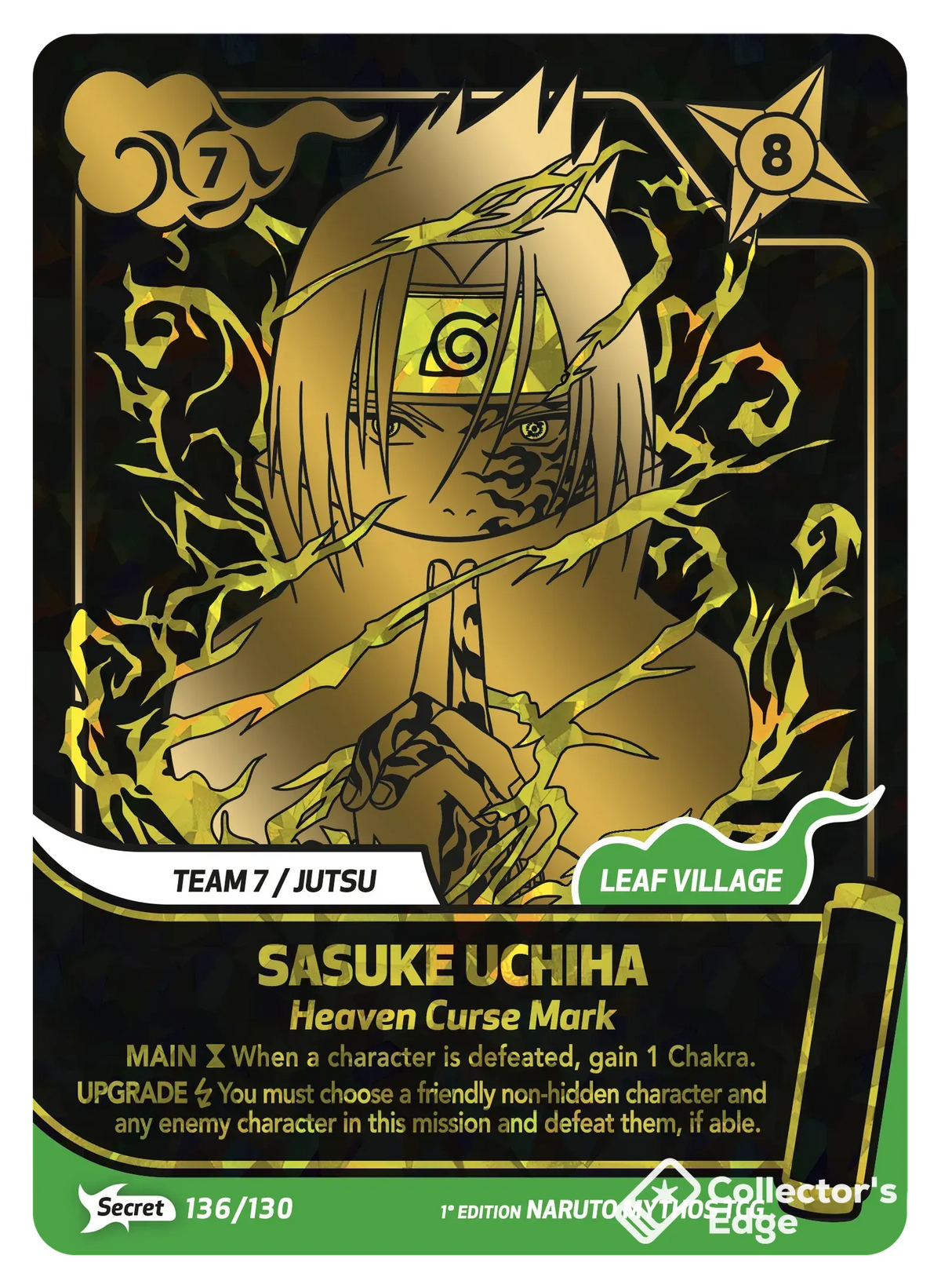 Sasuke Uchiha - Heaven Curse Mark 136/130, Set 01 Naruto Mythos card