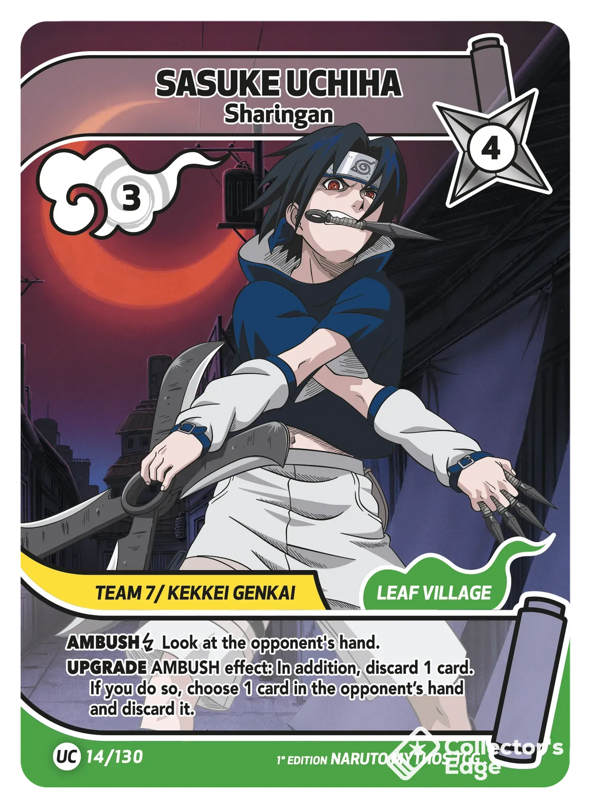 Sasuke Uchiha - Sharingan - 014/130 - Full Art 014/130 Full Art, Set 01 Naruto Mythos card