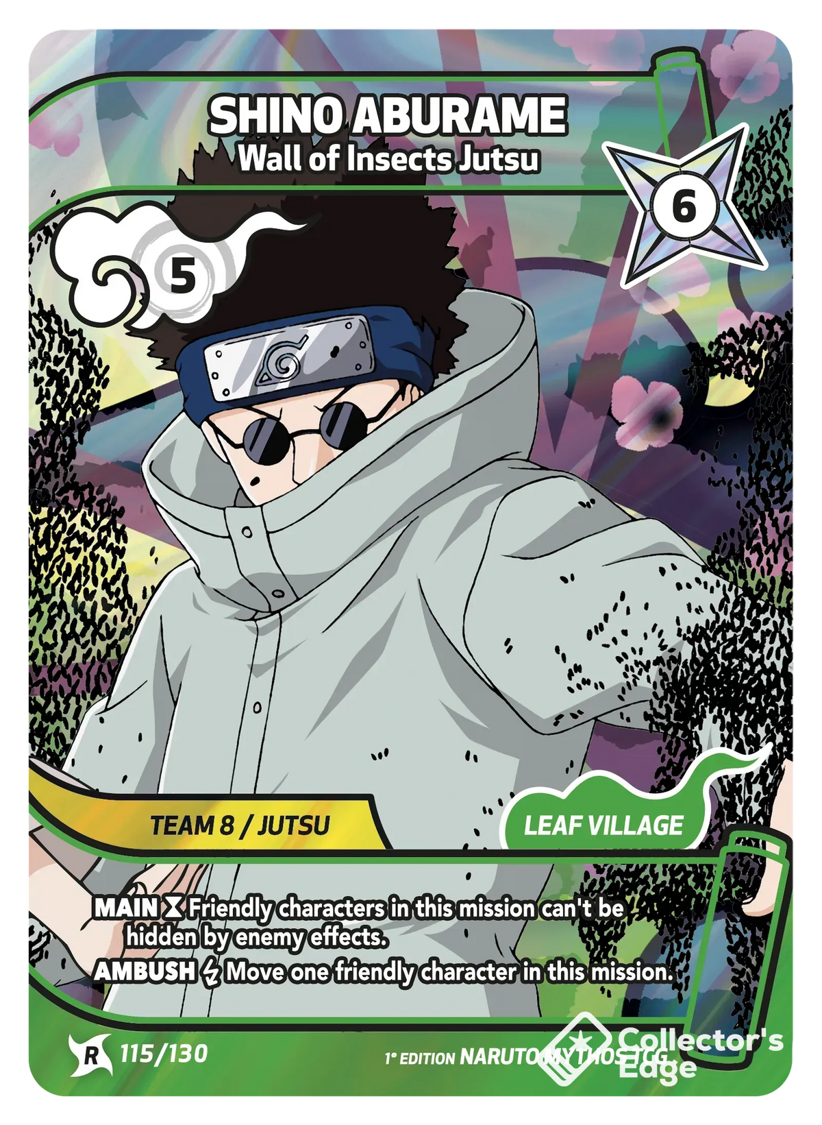 Shino Aburame - Wall of Insects Jutsu 115/130, Set 01 Naruto Mythos card