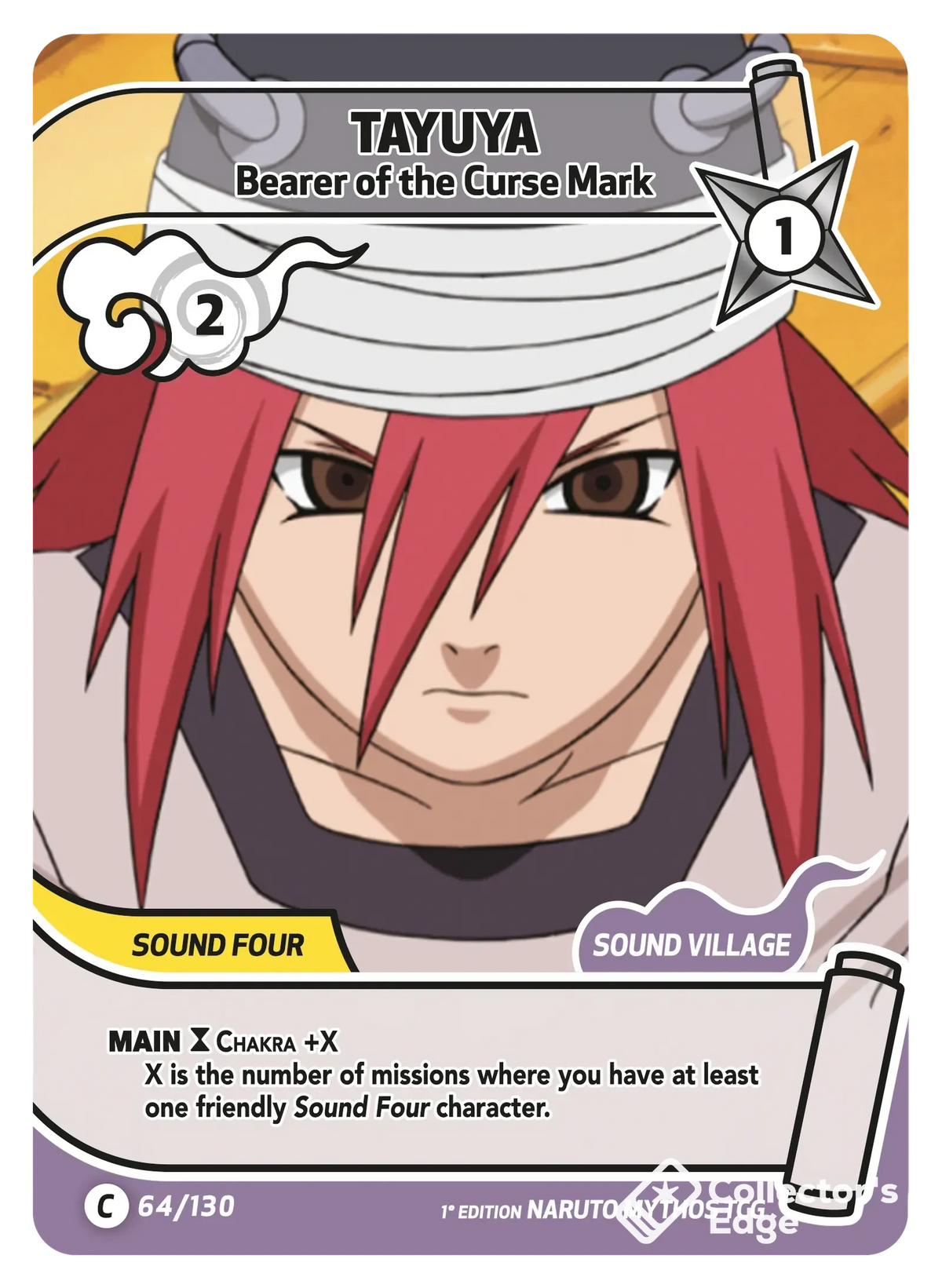 Tayuya - Bearer of the Curse Mark - 064/130 - Full Art 064/130 Full Art, Set 01 Naruto Mythos card