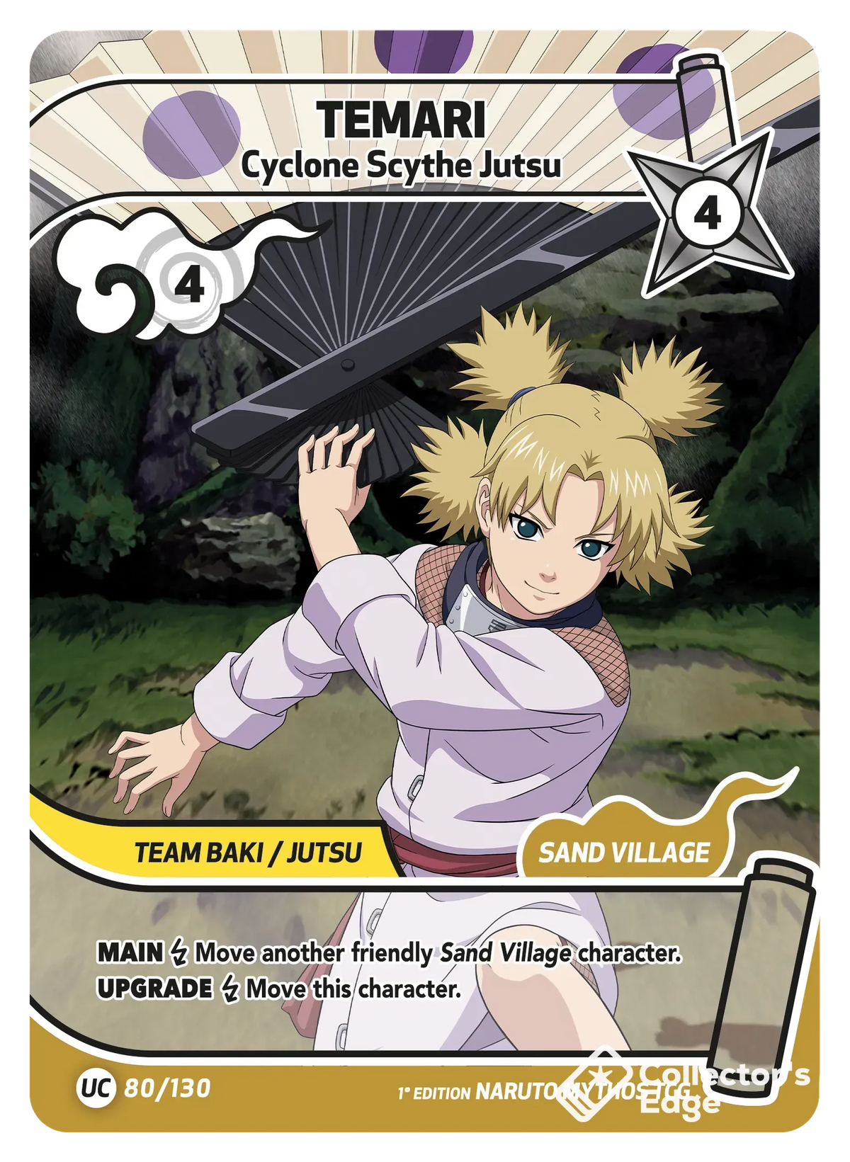 Temari - Cyclone Scythe Jutsu - 080/130 - Full Art 080/130 Full Art, Set 01 Naruto Mythos card