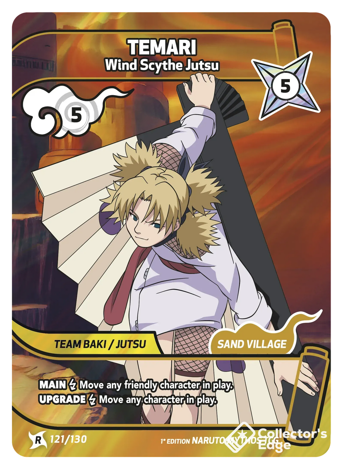 Temari - Wind Scythe Jutsu 121/130, Set 01 Naruto Mythos card