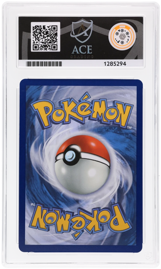 Numel 223/217 Ascended Heroes Ace Grading 10, close-up back view of the certified slab