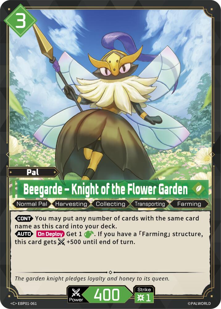 Beegarde - Knight of the Flower Garden EBP01-061 Standard - Palworld Official Card Game Dawn of Palpagos