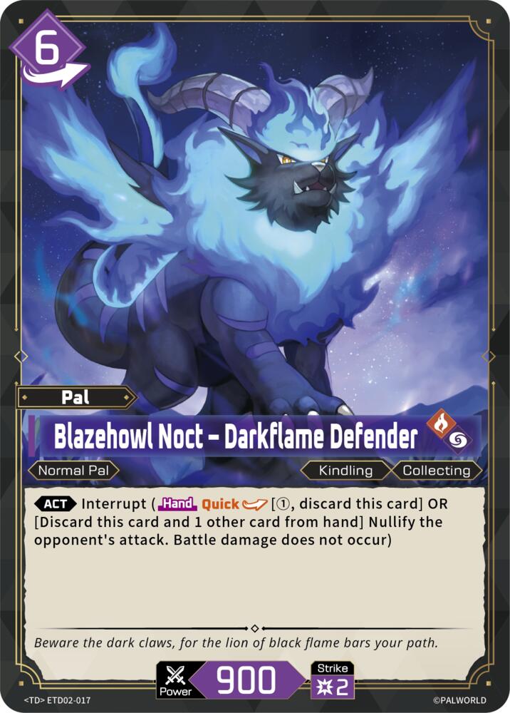 Blazehowl Noct - Darkflame Defender ETD02-017 Standard - Palworld Official Card Game Dawn of Palpagos