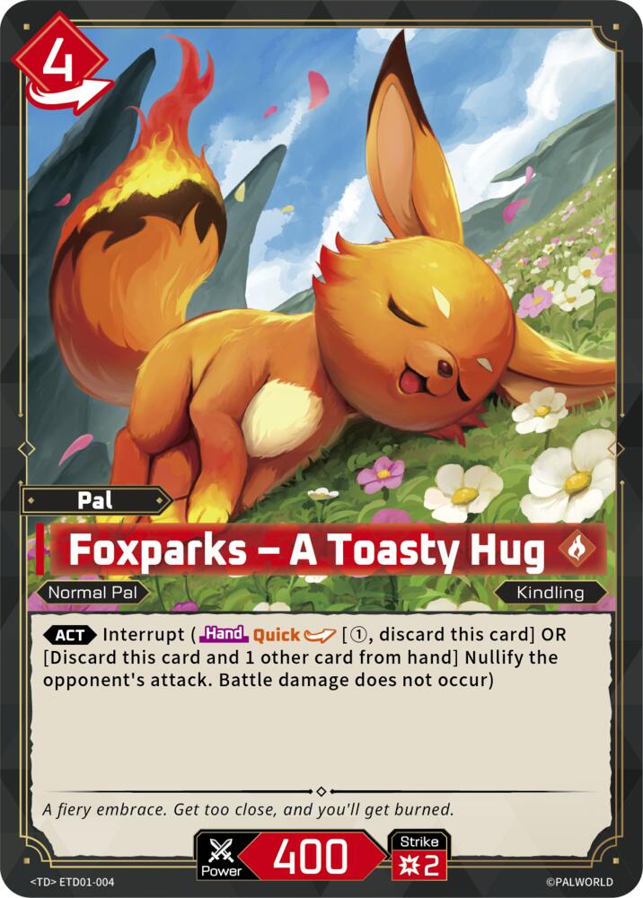 Foxparks - A Toasty Hug ETD01-004 Standard - Palworld Official Card Game Dawn of Palpagos
