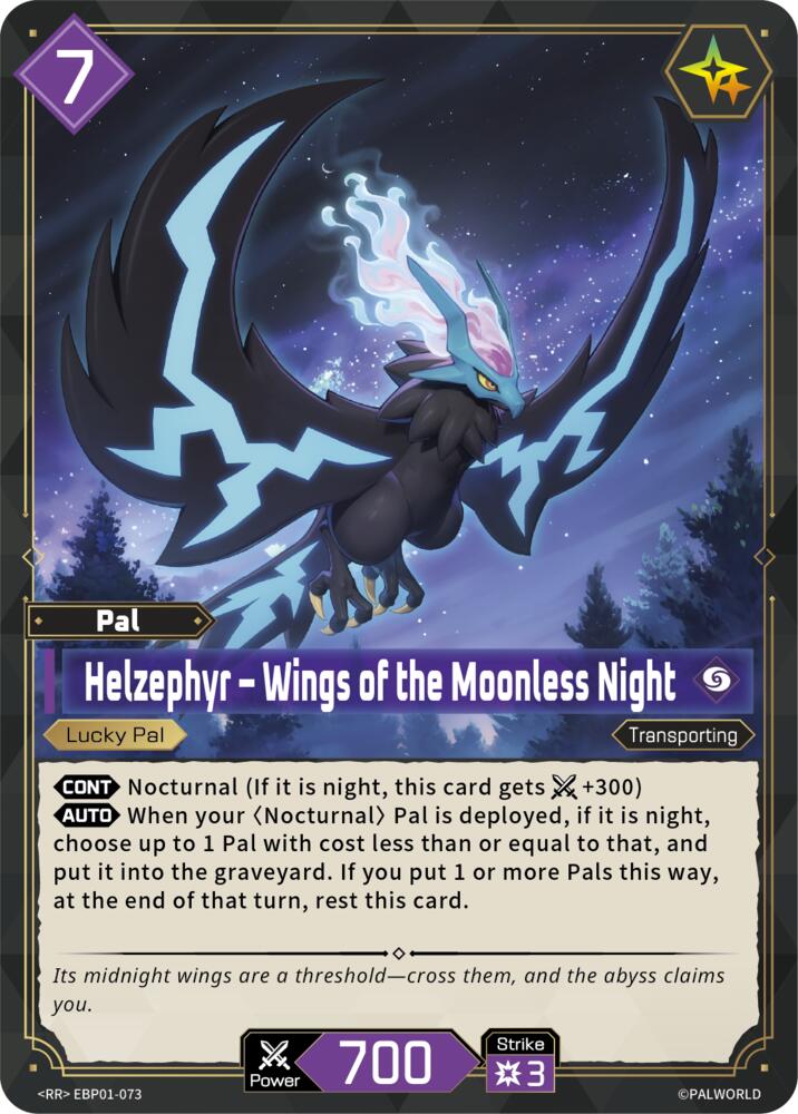 Helzephyr - Wings of the Moonless Night EBP01-073 Foil - Palworld Official Card Game Dawn of Palpagos