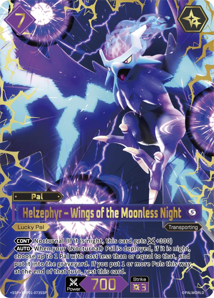 Helzephyr - Wings of the Moonless Night EBP01-073SSP Foil - Palworld Official Card Game Dawn of Palpagos