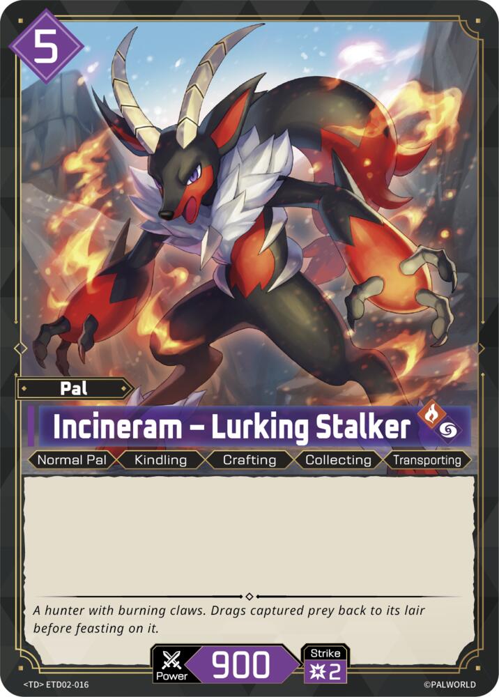 Incineram - Lurking Stalker ETD02-016 Standard - Palworld Official Card Game Dawn of Palpagos