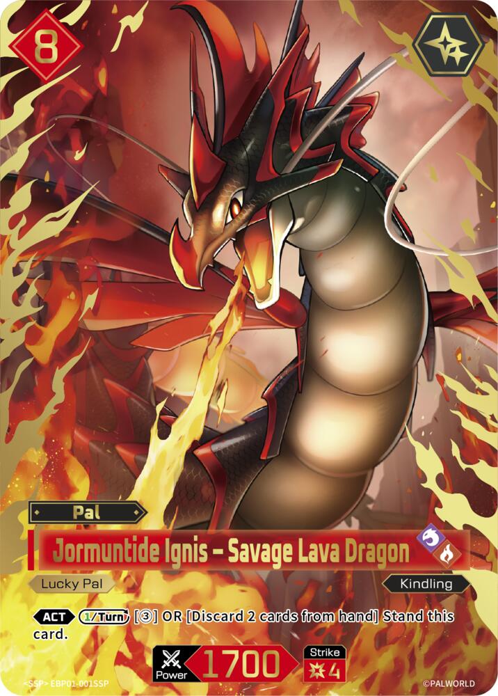 Jormuntide Ignis - Savage Lava Dragon EBP01-001SSP Foil - Palworld Official Card Game Dawn of Palpagos