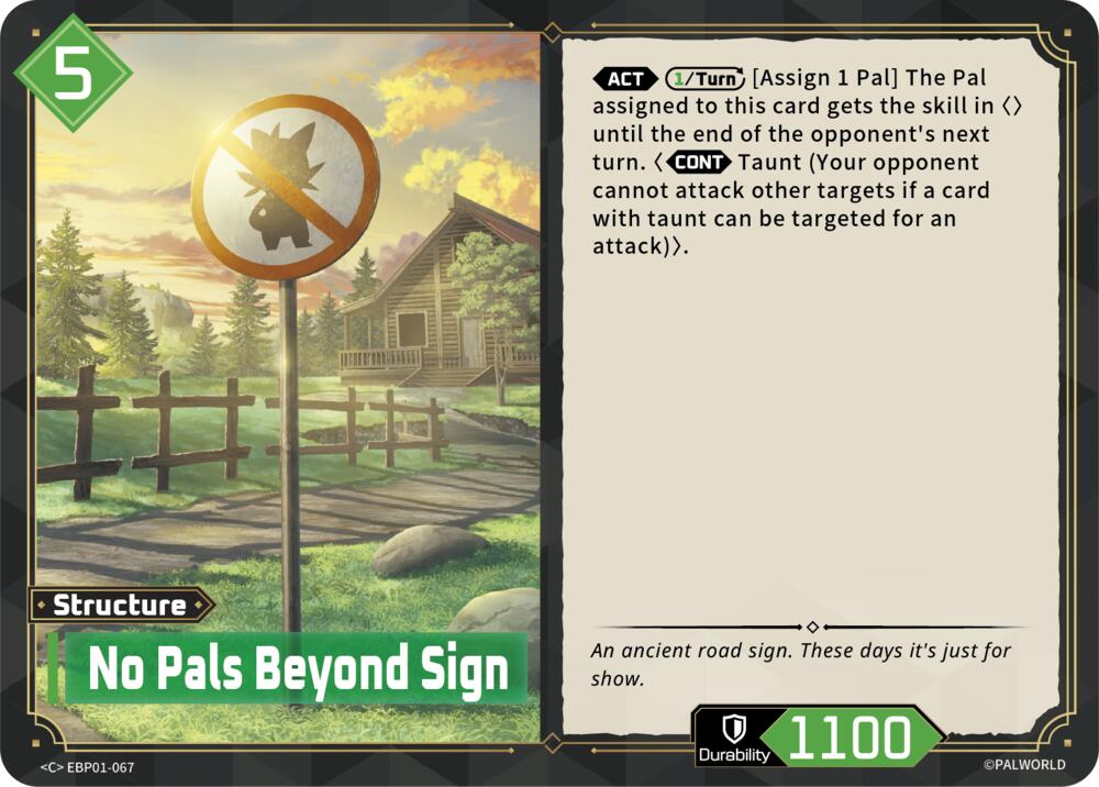 No Pals Beyond Sign EBP01-067 Standard - Palworld Official Card Game Dawn of Palpagos