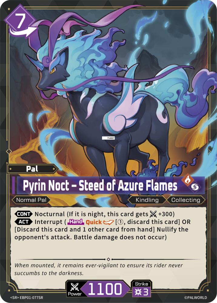 Pyrin Noct - Steed of Azure Flames EBP01-077SR Foil - Palworld Official Card Game Dawn of Palpagos