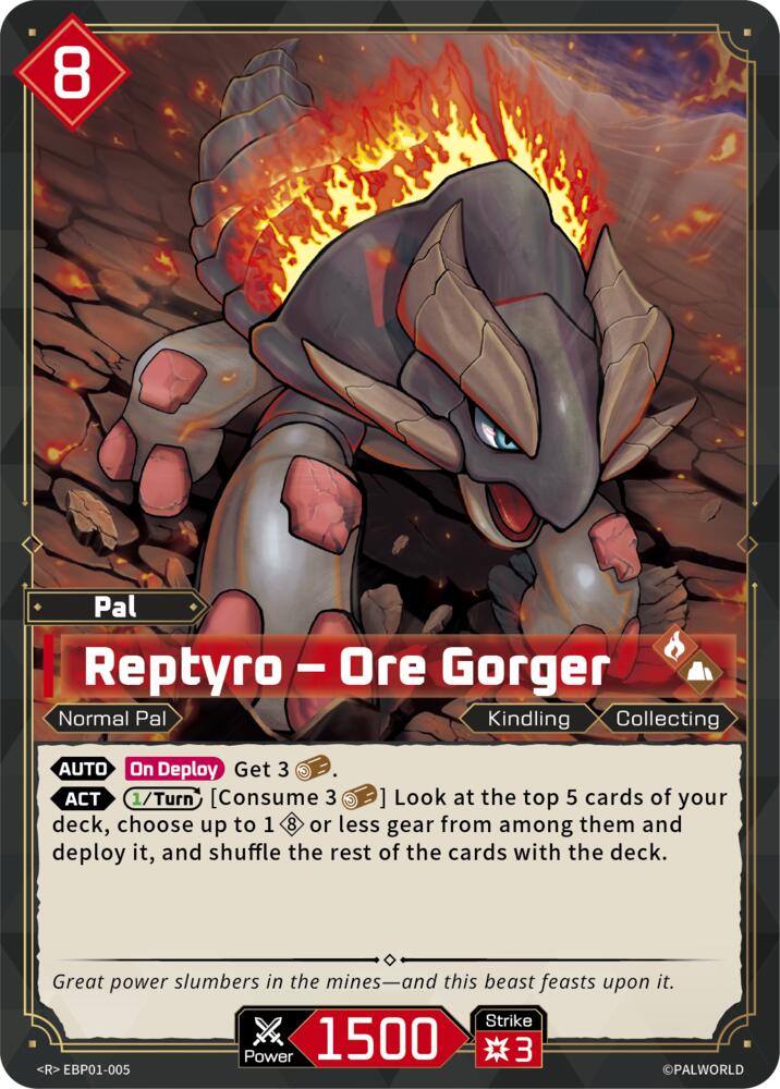 Reptyro - Ore Gorger EBP01-005 Foil - Palworld Official Card Game Dawn of Palpagos