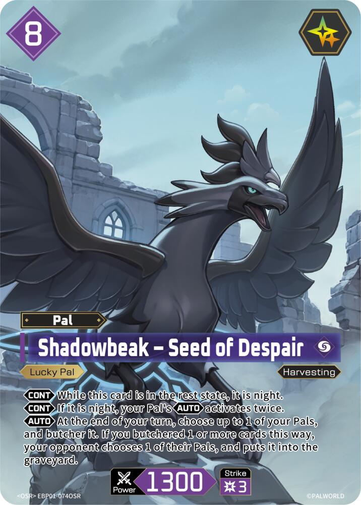 Shadowbeak - Seed of Despair EBP01-074OSR Foil - Palworld Official Card Game Dawn of Palpagos