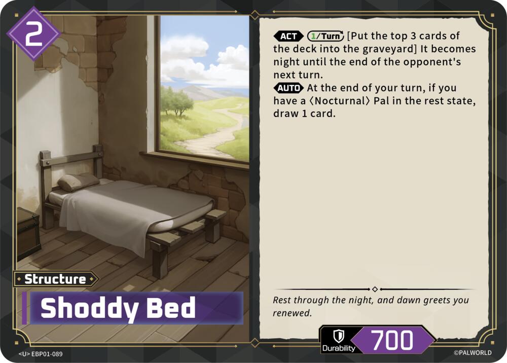 Shoddy Bed EBP01-089 Standard - Palworld Official Card Game Dawn of Palpagos